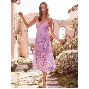 Astr Lavender Lace Midi Dress